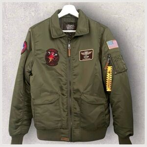 Top Gun Bomber Jacket Green US Navy Patches Boys 14